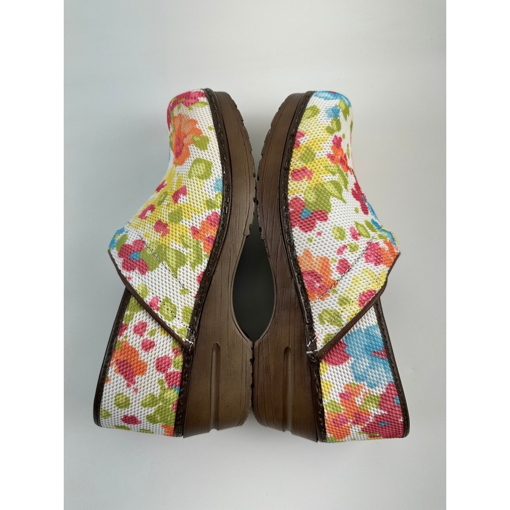 Sanita Floral Clog Slip On Mesh Vegan White Pink Blue Green Yellow Women 40 US 9 - Picture 9 of 11